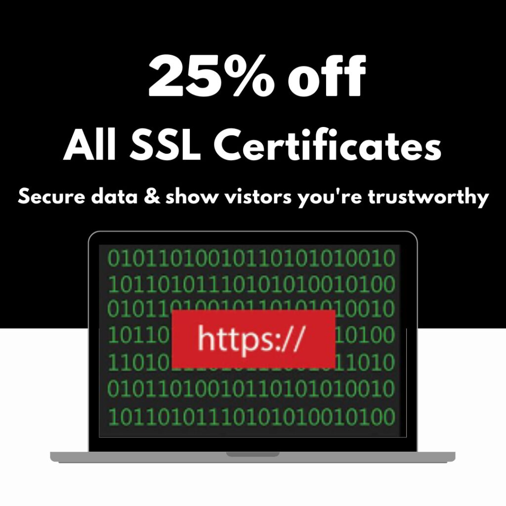 25% off all SSL Certificates for Blacki Friday at Webnames