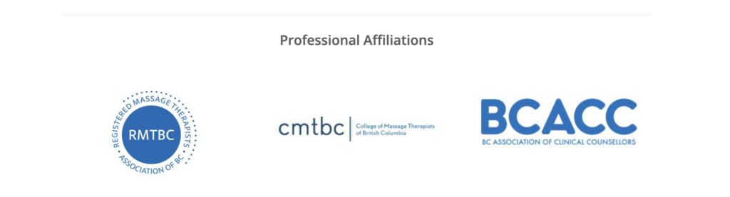 Example of trust marks on a clinic website, professional affiliations that lend credibility