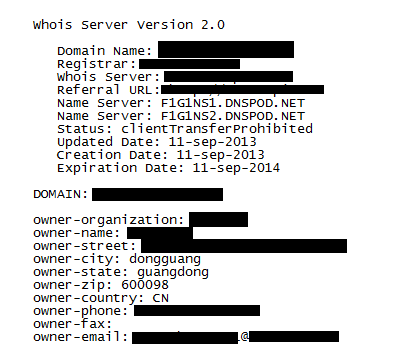 WHOIS Domain Result