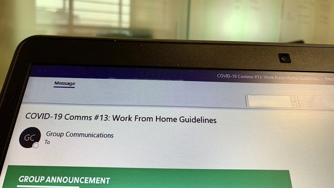 IT department email about covid-19 work from home guidelines