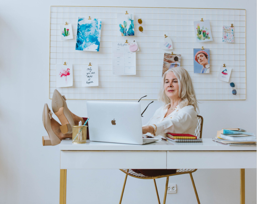 Woman working on her online business 