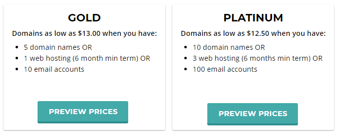 Webnames domain pricing tiers for owners of 5+ domains